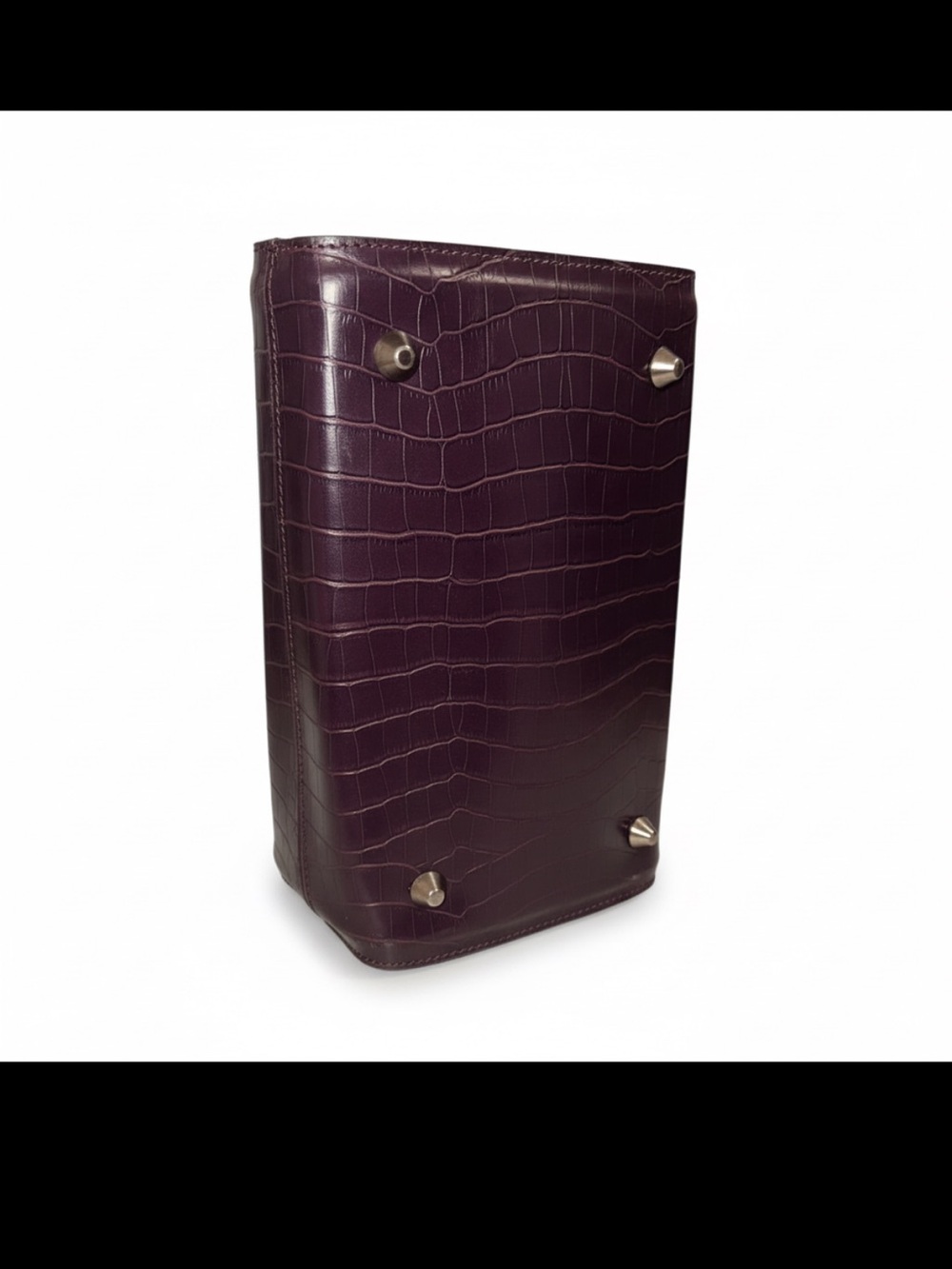 Vintage Bobbi Brown Faux Croc Cosmetic Train Case - Burgundy / Plum - Picture 2 of 8